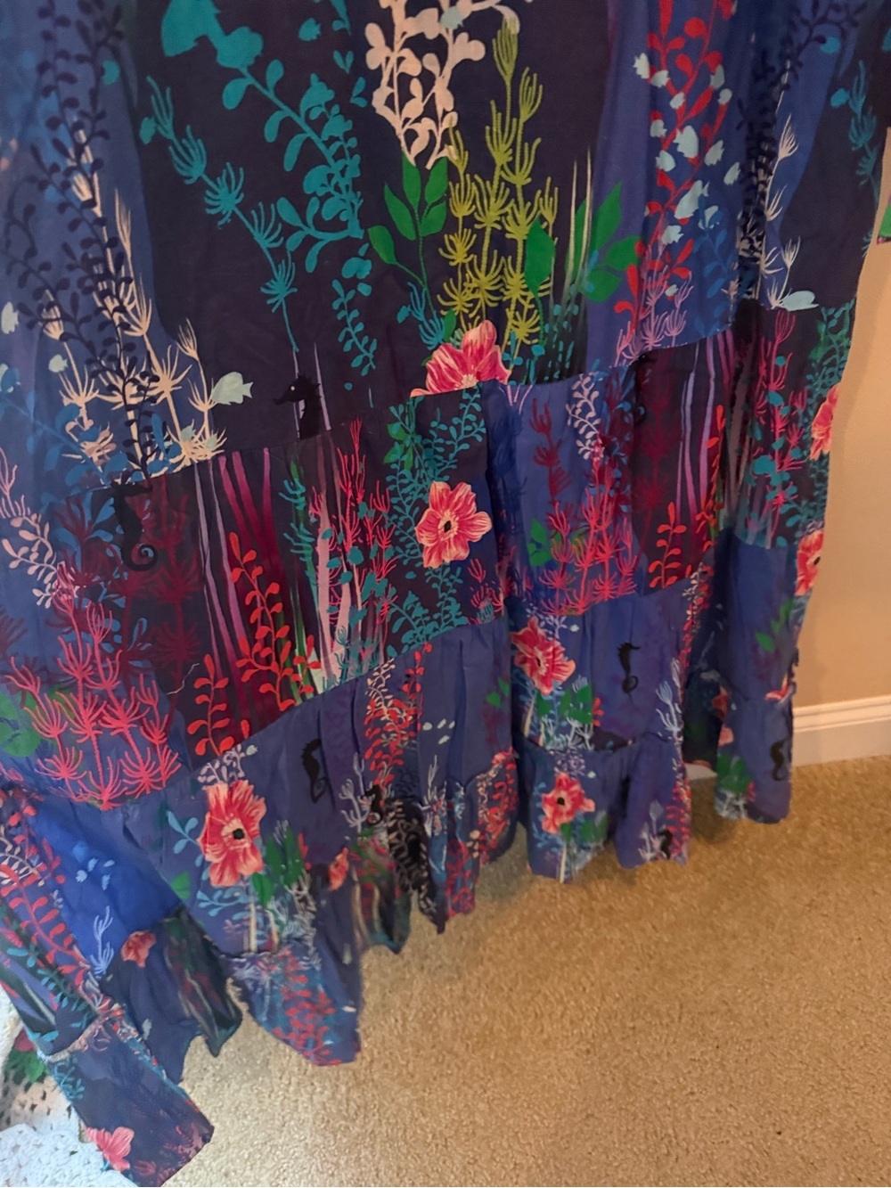 Soft Surroundings Marta Dress maxi beaded floral art to wear beachy boho size M - Picture 8 of 12